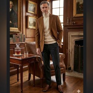Pavone 100% Pure Cashmere Blazer | Men's 37 Regular | Camel | Made in Canada